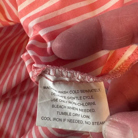 ALC Woman Pink White Stripe Sleeveless Button Down Blouse 3X Wrinkle Free - Picture 7 of 8